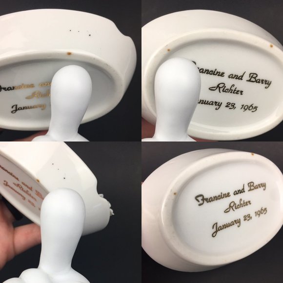 Vtg 60s‎ White Ceramic Porcelain Ashtray Match Hold - Picture 7 of 7